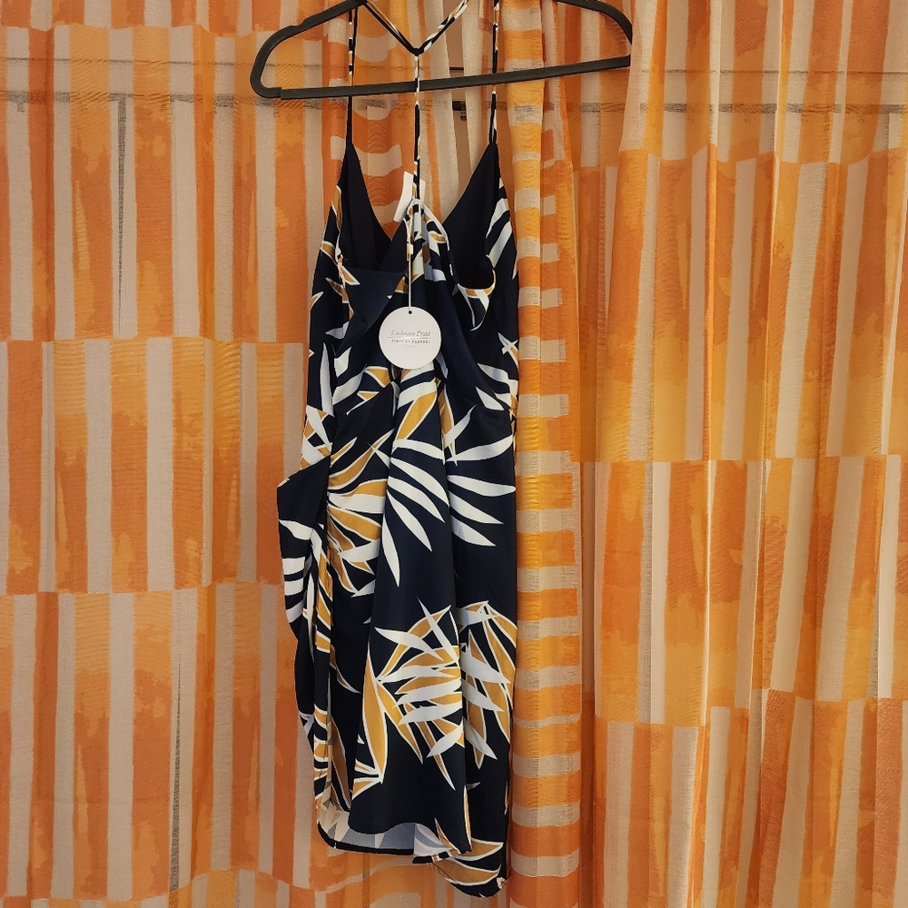 Finders Keepers Navy Tropical Leaf Mini Dress - Picture 4 of 9